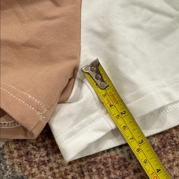 Patternblock High-Waisted Cotton Shorts, Burnt Orange / Tan / White, Size Small - Picture 3 of 6